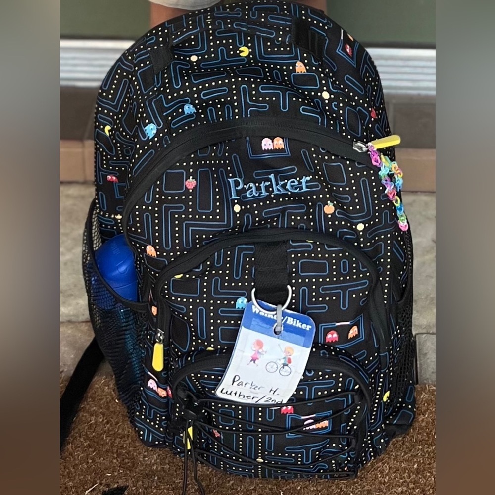 Personalized Kids Pac-Man Maze Backpack – Black/Blue